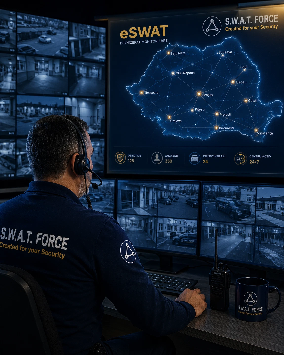 Dispecerat eSWAT — monitorizare video și sisteme de alarmare 24/7